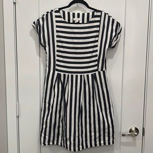 Medium blue striped teacher dress with pockets!